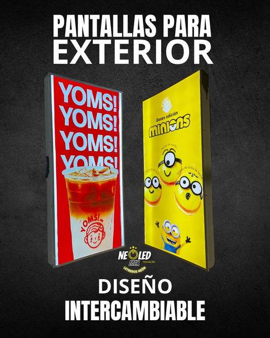 PANTALLA DE LUZ PARA PROMOCIONES INTERCAMBIABLE USO EN EXTERIORES
