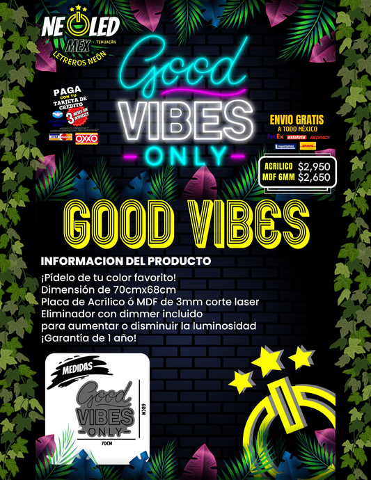 LETRERO NEÓN GOOD VIBES
