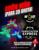 Porta Shots Avión para 25 ¡Shots! Con Luz Led Neón RGB Super Brilloso, Inalambrico y Recargable.