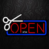 LETRERO NEÓN TIJERAS OPEN